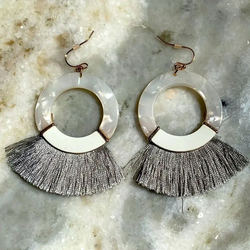 Gray Acrylic Resin Fashion Earrings